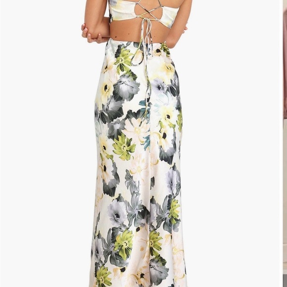 NWOT Petal & Pup Lace Up Floral Dress - Yellow and Green - Picture 7 of 9